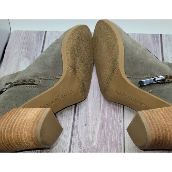 Franco Sarto Women's Dimona Boot Size 8 Block Heel Gray Suede Woven Slits - Picture 8 of 8